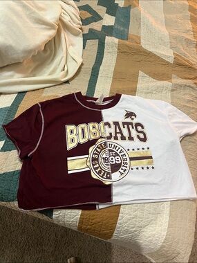 Texas State Bobcats Two-Tone Kids Short Sleeve Tee - Maroon & White